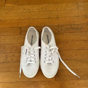 Superga Classic White Lace-Up Sneakers